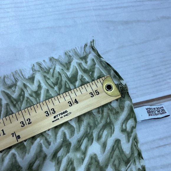 Funky Monkey Olive Green Ikat Print Viscose Shawl Wrap with Fringe 72x38 - Picture 7 of 7